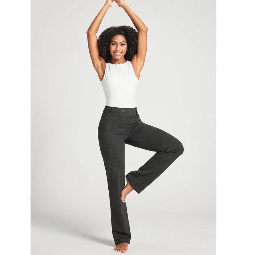 Betabrand DPYP Dress Pant Yoga Pants Women XS Charcoal Gray Straight Leg Stretch